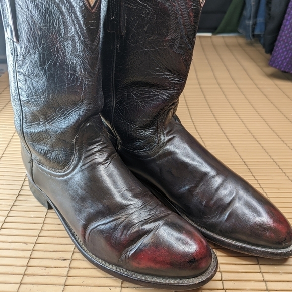 Lucchese 2000 Classic Black Cherry/Burgundy Leather Cowboy Boots men\'s s… main image 4